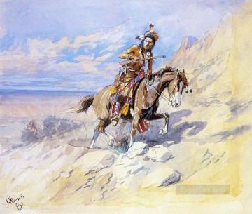 Indios americanos Painting - Indio a caballo Charles Marion Russell Indios Americanos